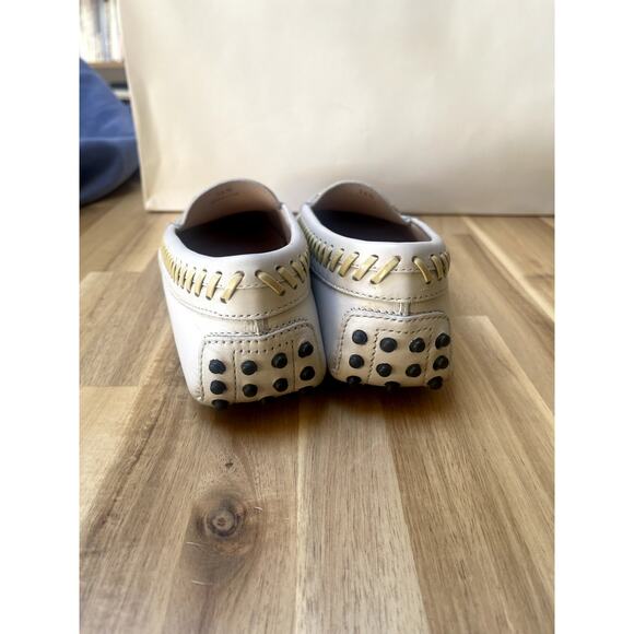 Tod's Gommino Womens Driving Loafers Shoes White Leather Gold Buckle Size 36.5 - Picture 5 of 10